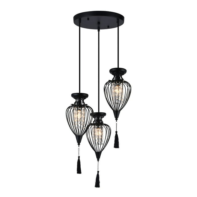 Xtricity - 3-Light Pendant, 15'' Wide, From the QueensDown Collection, Black