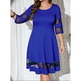 thumbnail image 6 of Cuteduck Women's Plus Size Casual Round-neck 3/4 Sleeve Fall Loose A-Line Shimmering Party Holiday Dress 1X-4X, 6 of 7