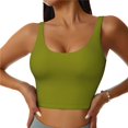 thumbnail image 1 of Fotbe Olive Sujetador Deportivo Largo sin Aros para Mujer con Almohadillas y Soporte Medio, Transpirable y Absorbente, Camiseta Tipo Chaleco o Tank Top-Small, 1 of 8