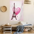 thumbnail image 2 of Eiffel Tower Tapestry, Eiffel Romantic Valentine Love Watercolor Theme Heart Leaf Silhouette Print, Wall Hanging for Bedroom Living Room Dorm Decor, 40W X 60L Inches, Fuchsia Brown, by Ambesonne, 2 of 5