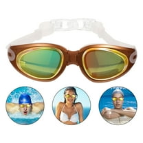 HEANUJJ Whamvox Adult Anti-Fog Swim Goggles Large Framed Yellow with PC Lenses