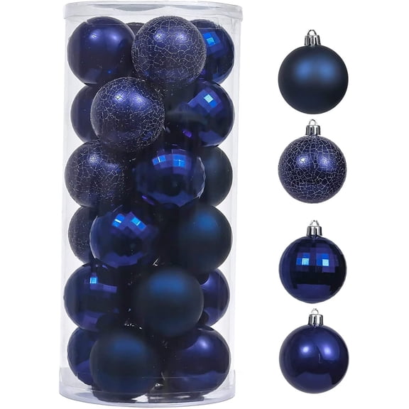 24ct Navy Blue Shatterproof Christmas Ball Ornaments 2.36 Inch