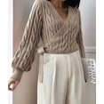 thumbnail image 5 of Women'S Casual V Neck Wrap Sweater Pullover Long Sleeve Slim Fit Knit Crop Top Sweater Color S, 5 of 9