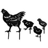 CALIDAKA 4pcs Hen Chicken Shape Display Garden Stakes Kids Gifts Black Rooster Yard Art