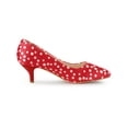thumbnail image 3 of BLISSFUL STEP Women's Shoes Polka Dot Kitten Heel Pumps Pointed Toe Slip-on Heels Red 6.5, 3 of 7