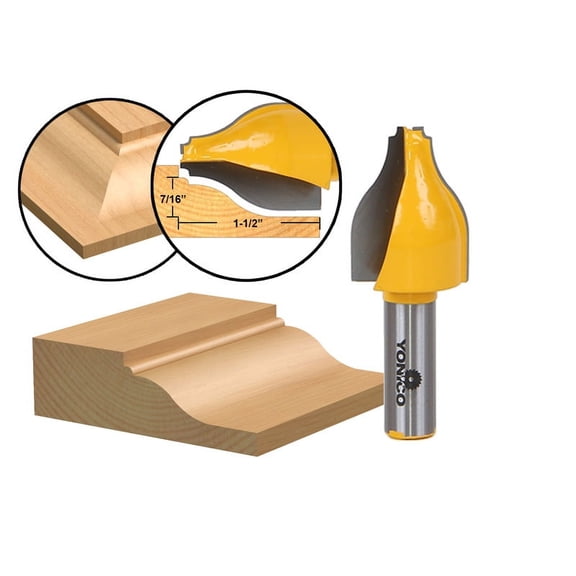 Yonico Panel Raiser Router Bit - Vertical - Ogee Bead - 1/2" Shank - 12148