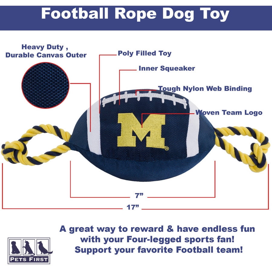 Pets First Collegiate Michigan Nylon Football-Licensed