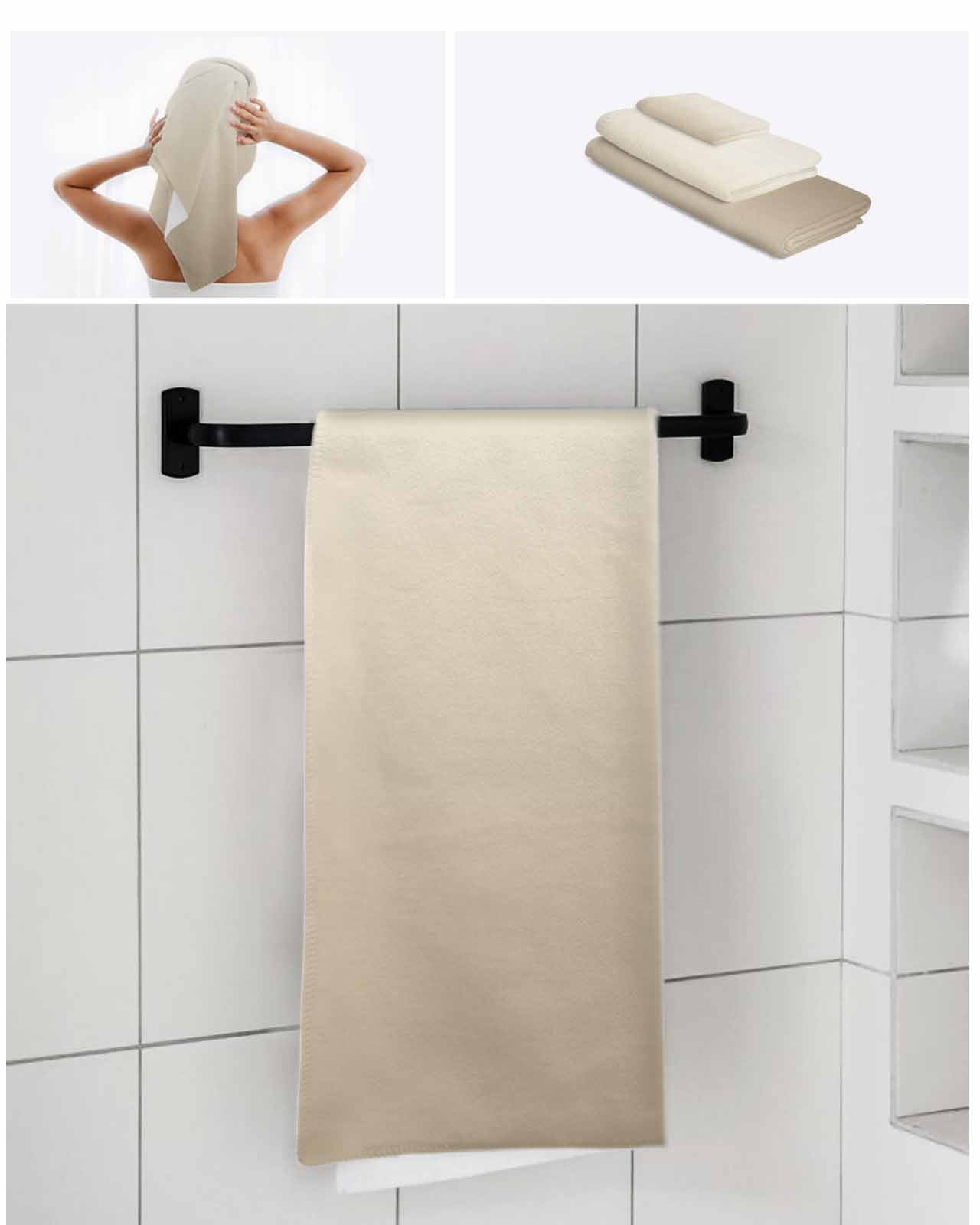 Beige Brown Ombre Bath Towels for Bathroom Set,Luxury Microfiber Towels Gifts for Women,Beach Kitchen Hand Hair Face Towel and Dish Washcloth,Modern Abstract Art Gradient Aesthetics Towels+Set