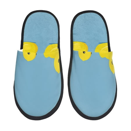 Balery Cute Ducky Slient Indoor Furry Fleece Comfort House Shoes Soft Non-Slip Home Shoes Cotton slippers House Slippers-- Medium