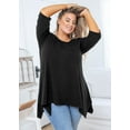 thumbnail image 6 of SHOWMALL Plus Size Tops for Women Tunic 3/4 Sleeve Clothes Black 2X Blouse Swing Tunic Clothing Side Split Crewneck Flowy Shirt for Leggings, 6 of 8