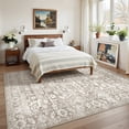 thumbnail image 3 of Roxstand 6x9 Area Rugs for Living Room, Stain Resistant Floral Vintage Washable Rugs, Non-Slip Thin Farmhouse Brown Rugs(6'x9', Brown), 3 of 11