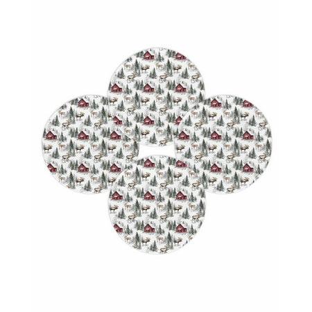 Christmas Round Placemats Set of 4 Elk Deer Farm Barn Place Mats Washable Woven Placemat Reindeer Pine Trees Forest Circle Braided Table Mat for Kitchen Dining Table Party Home Decor 15 Inch Christmas Round Placemats Set of 4 Elk Deer Farm Barn Place Mats Washable Woven Placemat Reindeer Pine Trees Forest Circle Braided Table Mat for Kitchen Dining Table Party Home Decor 15 Inch