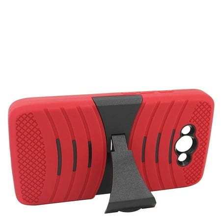 Turbo Rubber - EagleCell Wave Symbiosis Rubber Hybrid Hard Stand Case For Motorola Droid Turbo - Red/Black