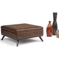 thumbnail image 2 of Allora Faux Air Leather Square Coffee Table Ottoman in Chestnut Brown, 2 of 9