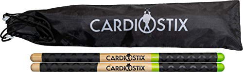 1 PAIR WITH BAG Exercises Highest-Weighted Double Grip Premium American Hickory Wood Cardio Drum Sticks Aerobic Class CardioStix 8.5oz Bundle Drumming Fitness