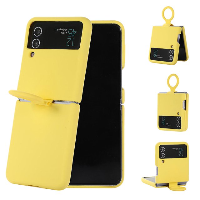 Macaron Liquid Silicone Phone Case Compatible For Samsung Galaxy Z Flip 4 With Ring Holder
