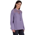 thumbnail image 4 of Moomaya Womens Mandarin Collar Tunic Full Sleeve Summer Plain Cotton Top, 4 of 7