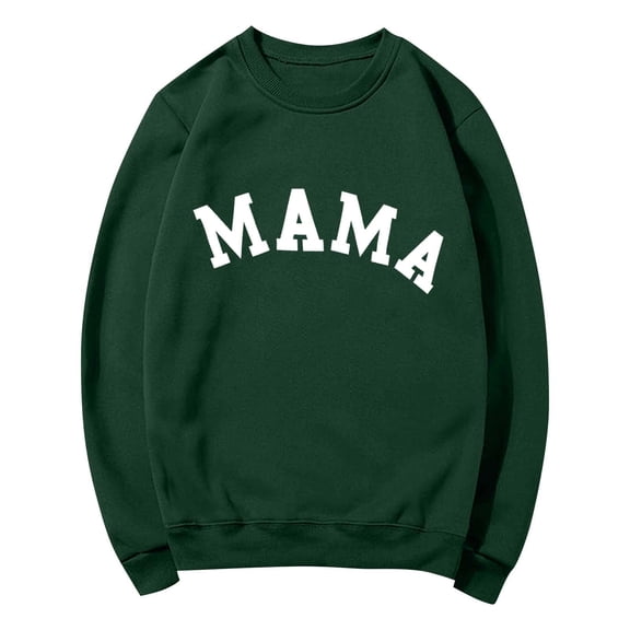 Women's Mama Graphic Crewneck Oversized Sweatshirt - Long Sleeve Fleece Bow Print Fall Winter Tops