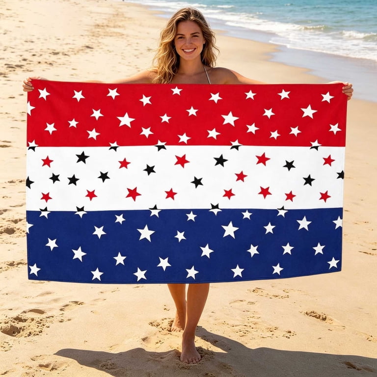 JJV 4th of July Accessories, Soft Absorbent Beach Towel, 55x27.6in