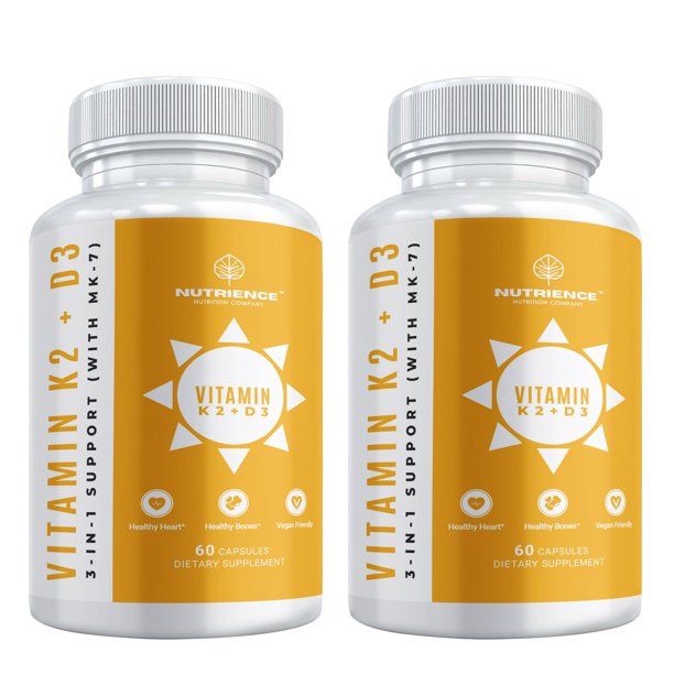Vitamin K2 Plus Vitamin D3 Supplement with BioPerine for Fast