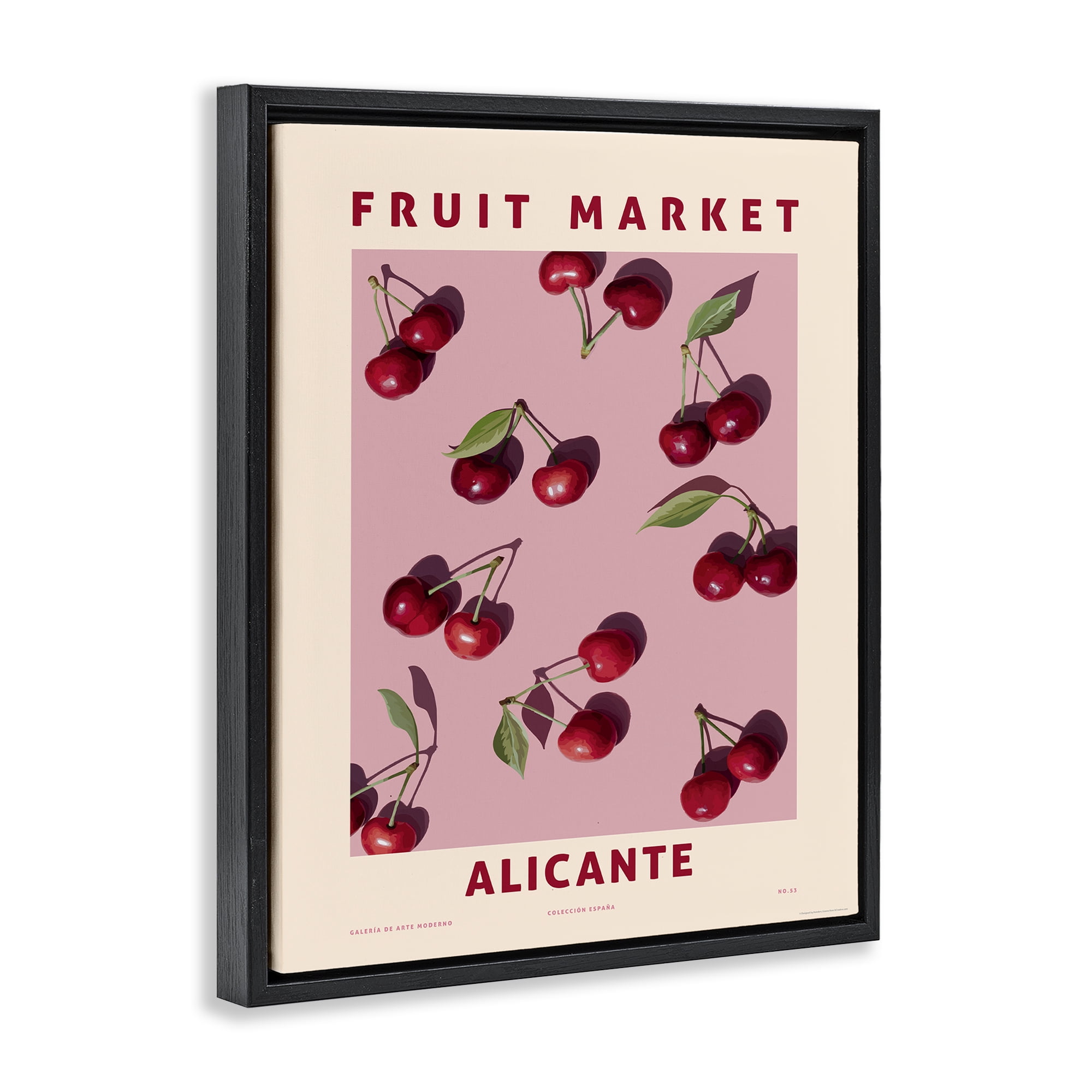 Stupell Industries Fruit Market Cherries Food & Beverage Painting Black Floater Framed Canvas Art Print Wall Art, 17 x 21