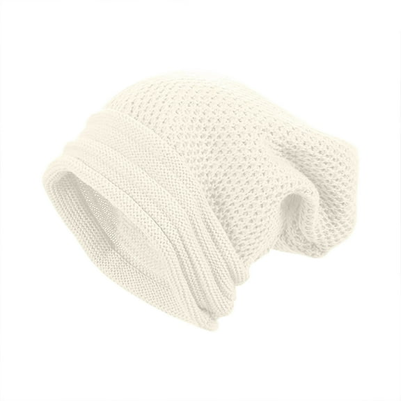 ktowifly Knitted Hats for Women Men Warm Baggy Solid Color Soft Comfy Thermal Cap One Size Pompon Hat