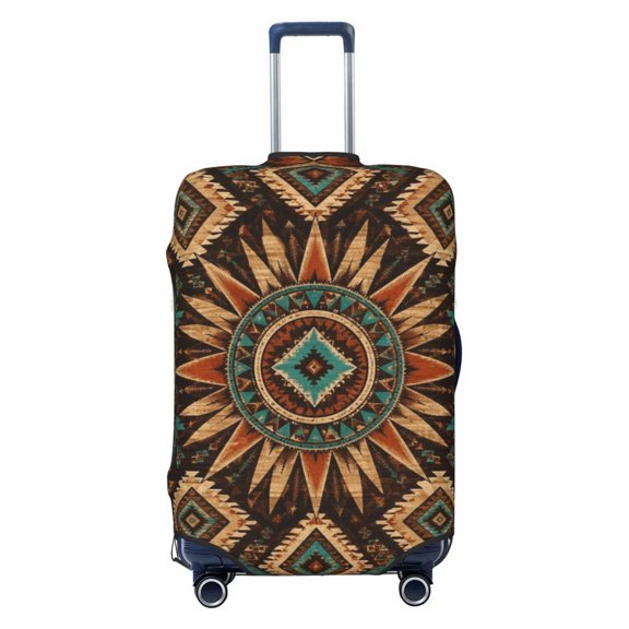 Southwestern Sun Motif Tribal Decor Travel Luggage Cover Suitcase Protector Fit for 18-32 Inch Baggage