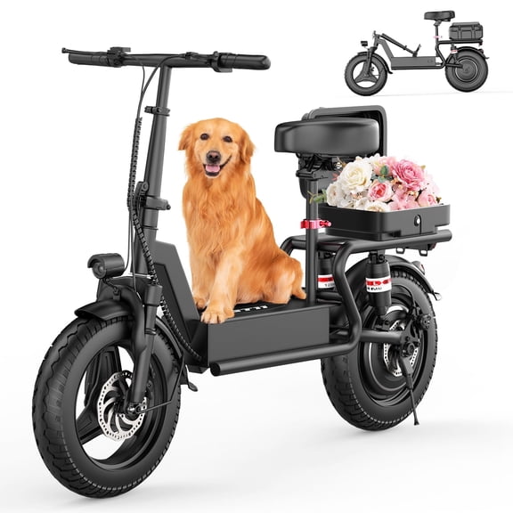 Adult Electric Scooter with Cushioned Seat, 300 LBS Max Load, Pet Friendly Foldable Pet E Scooter, Detachable Front Basket & Waterproof Storage Box, 1200W Motor, 48V 15AH Battery, UL2272 Certified