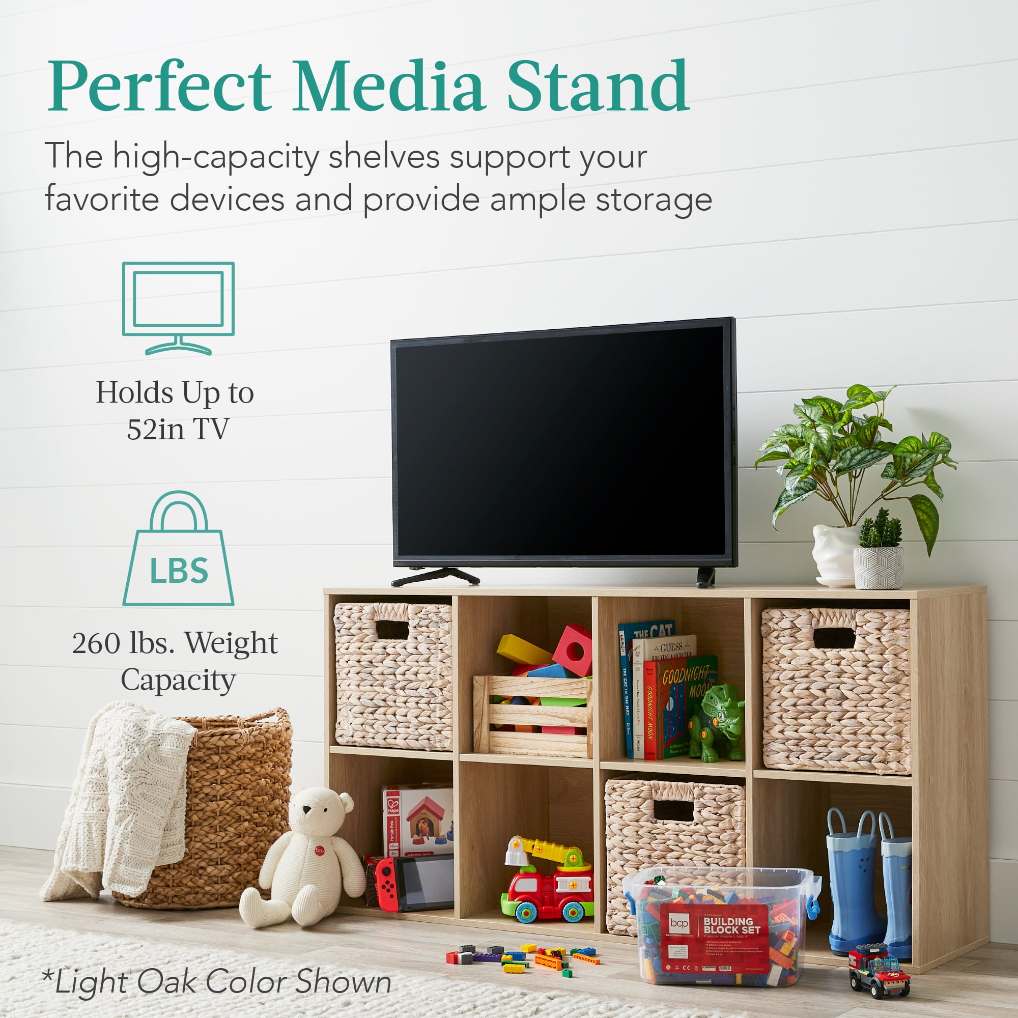 Best Choice Products 8-Cube Bookshelf, 13.5in Display Storage System, Organizer w/ Removable Back Panels - Greige