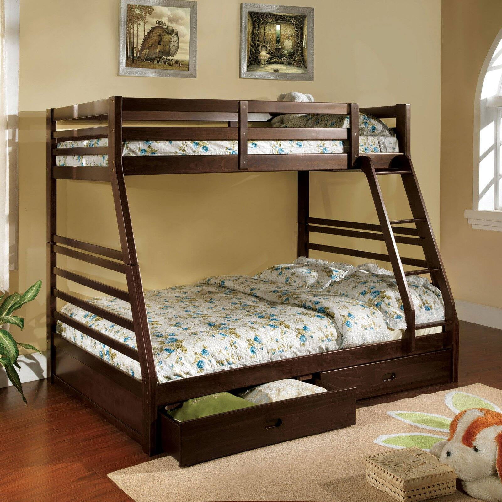 Furniture of America Redden Twin over Full Bunk Bed with Storage