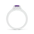 thumbnail image 2 of ANGARA Natural Oval Amethyst Solitaire Ring with Diamonds in 14K White Gold for Women (Size-6x4mm) | February Birthstone, Birthday, Anniversary, Jewelry Gift for Women | Natural Amethyst Ring, 2 of 8