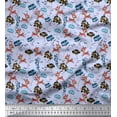 thumbnail image 1 of Soimoi Poly Georgette Fabric Floral,Fish & Deer Cartoon Decor Fabric Printed Yard 52 Inch Wide, 1 of 3