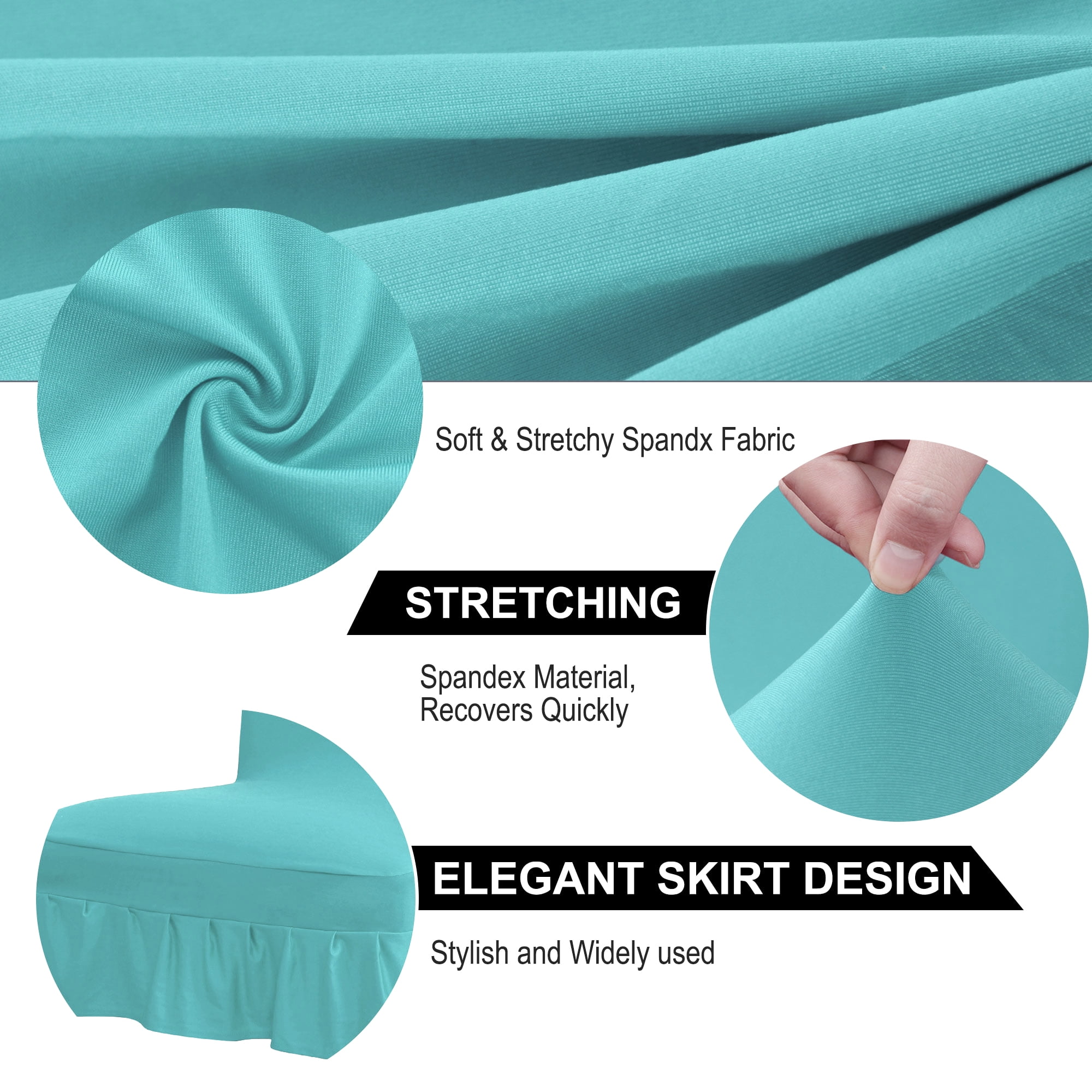 Unique Bargains Ruffled Skirt Dining Chair Cover Ruffled Seat Slipcovers Teal M