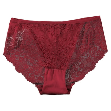 Red Medium Womens Underwear Lace Women Panties Thongs Pack Panties Stretch Soft Ladies Lace Panties for Women Plus Size Pack Hipster Briefs Underwear Lady Sheer Panties L