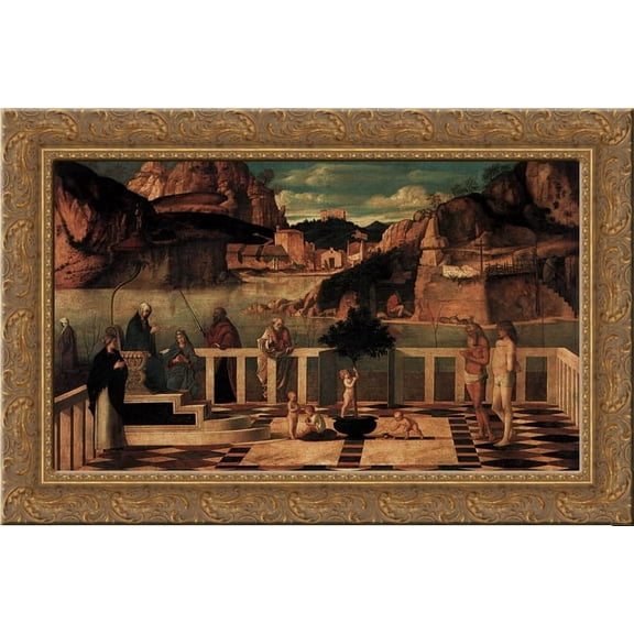 Sacred Allegory 24x18 Gold Ornate Wood Framed Canvas Art by Bellini, Giovanni