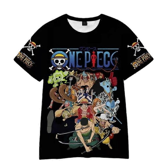 Kids ONE PIECE Luffy Anime Print Short Sleeve T-shirt Casual Tops Boys Girls Summer Tee Shirts