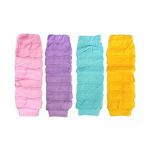 ALLYDREW 4 Pack Ruffle Baby Leg Warmer & Toddler Leg Warmer for Girls - Pink, Purple, Teal & Marigold