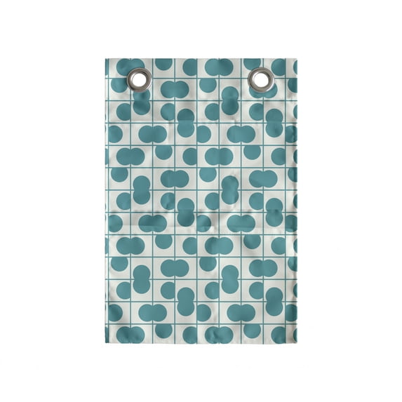 Abstract Hanging Pocket Organizer, Minimalistic Dots Arrangement Contemporary Art Look Calm Ornamental Tile Pattern, Printed Polyester Storage Bag with Pockets, 14" x 20", Dark Seafoam