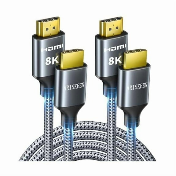 wonima88 8K HDMI Cable 15FT 2-Pack, 48Gbps High Speed HDMI 2.1 Cable, 8K 60Hz, 4K 120Hz 144Hz Support for HDR 10, HDCP 2.2 2.3, eARC, DTS:X, Braided HDMI Cord Compatible with Laptop/HDTV - 15 Feet
