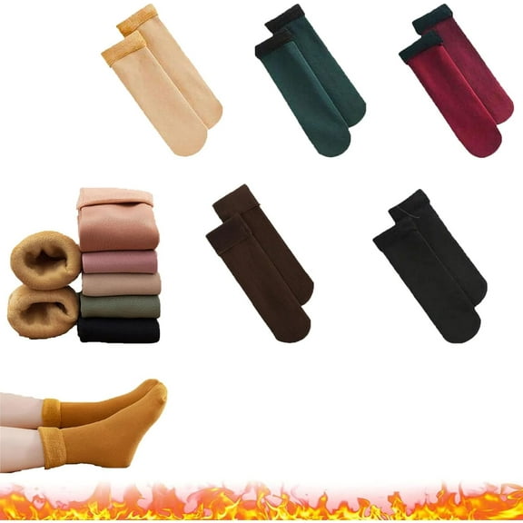 Snuggly Velvet Winter Thermal Socks, 6/12-Pairs Cozy Thickened Soft Fleece Lined Socks for Men and Women, Extremely Warm Cold Weather Socks for Indoor Outdoor Daily Use