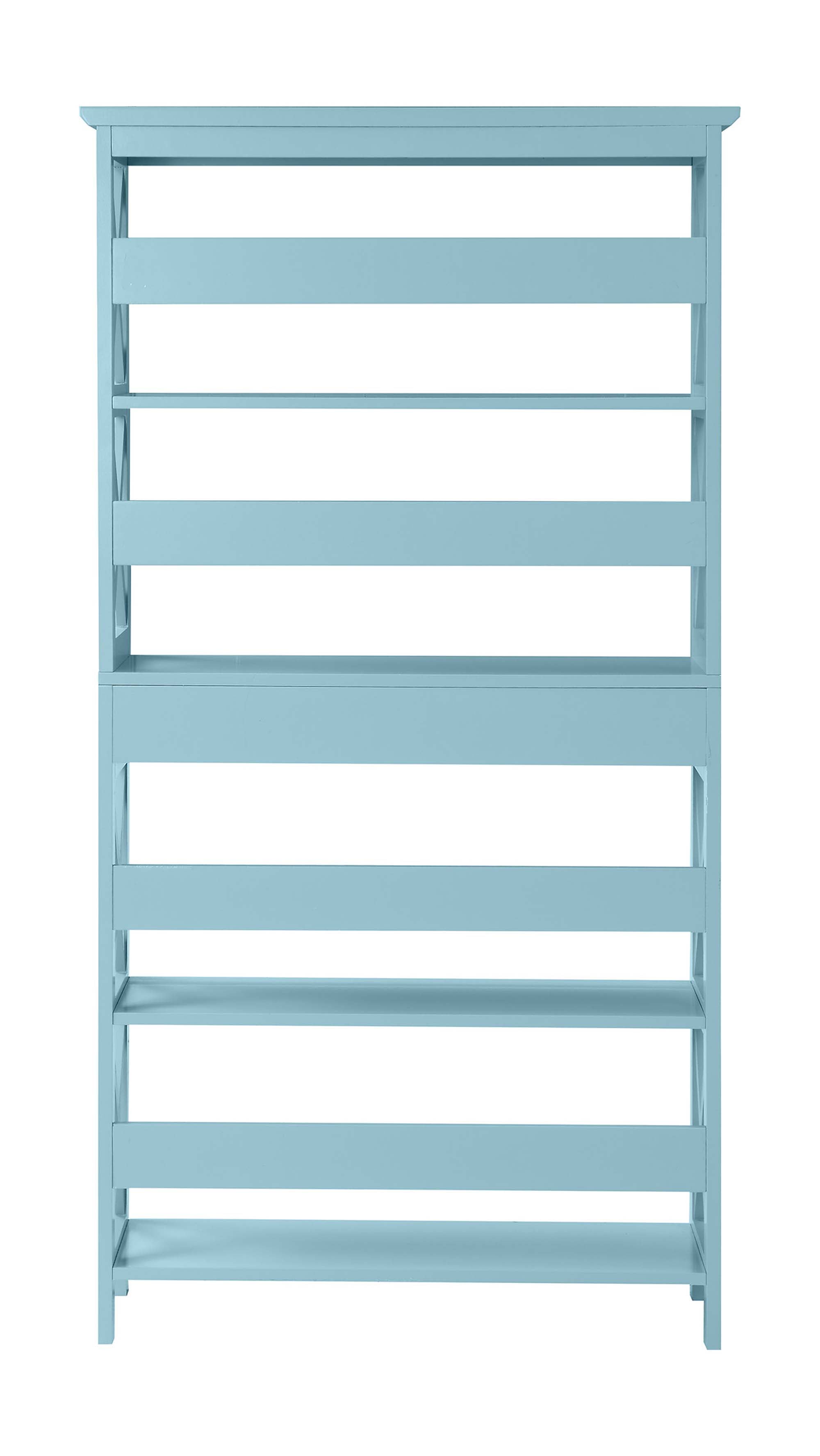 Convenience Concepts Oxford 5 Tier Bookcase with Drawer, Sea Foam Blue