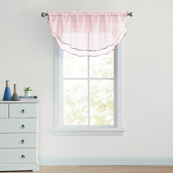 VCNY Home Ultra Luxurious Sheer Voile Double Layered Ascot Window Valance - Rose
