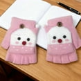 thumbnail image 5 of Btomtd Ctue Knitted Gloves with Open Finger Top and Half Finger Design, Winter Gloves in Seasonal Themes for Teens and Kids, Pink, 5 of 7