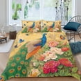 thumbnail image 3 of Funda nórdica Queen Size Peacock Feather Bedding Set Animal Red Floral Comforter, 3 of 6