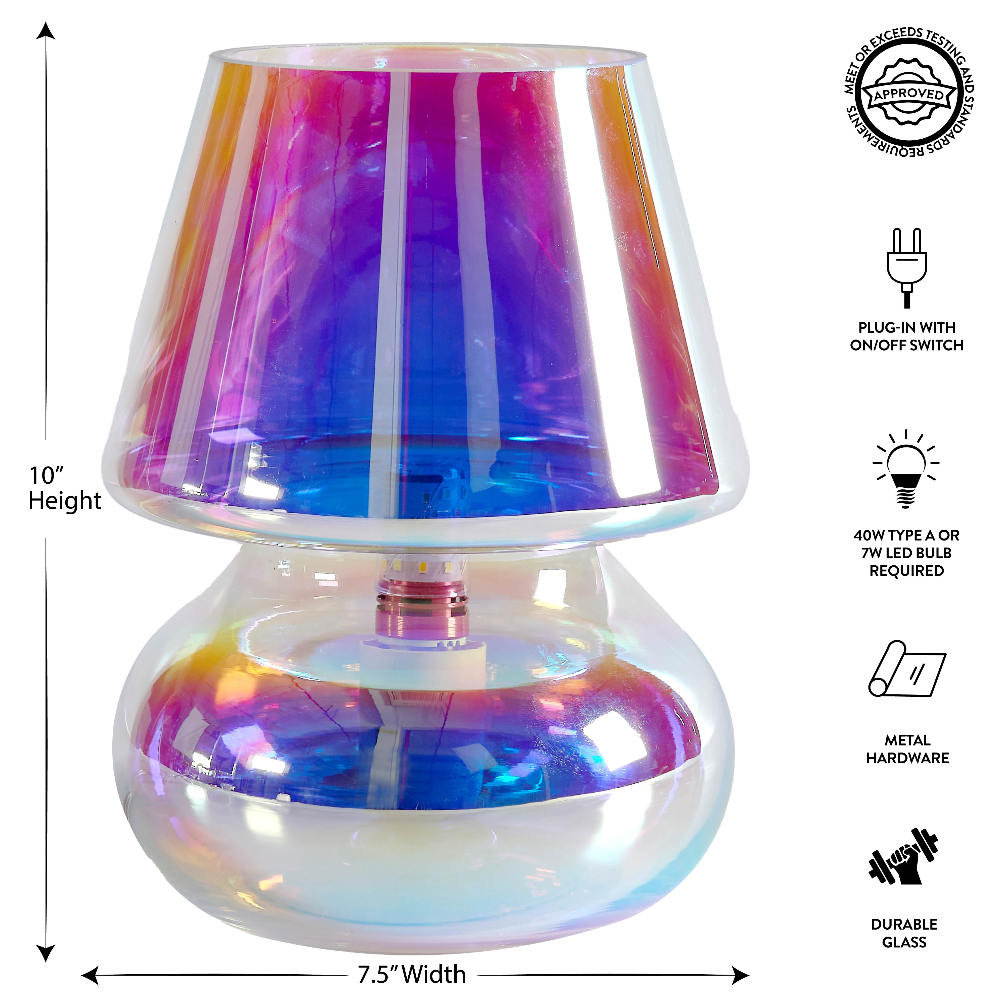 Urban Shop Iridescent Glass Mushroom Lamp, 10" H x 7.5" W, Plug in
