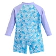 thumbnail image 3 of Rggeeun Toddler Girls Swimwear Long Sleeve Stand Collar Zip Front With Cute Printing And Patchwork Sun Rash Guard Bathing Fit,Sky Blue,3-4 Years, 3 of 4