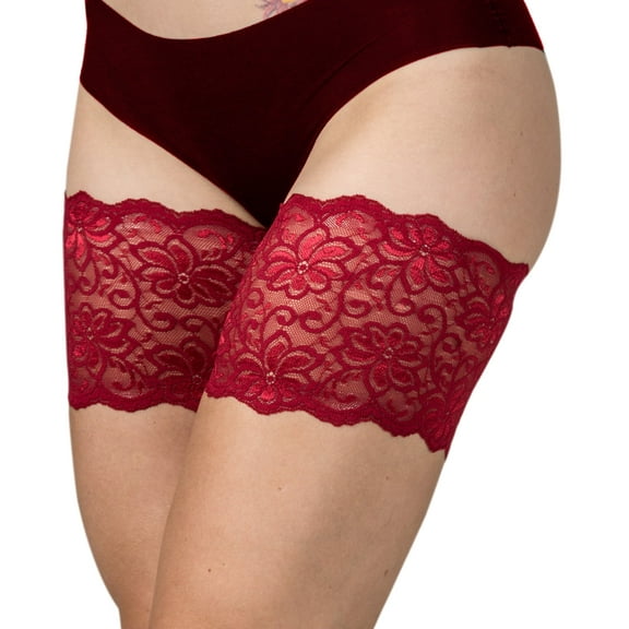 Bandelettes Women’s Dolce Anti-Chafing Thigh Bands – Red – Size C (Large) – Elastic & Slip-Resistant