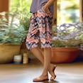 thumbnail image 2 of JULMCOMO Linen Shorts for Women Bermuda Shorts Knee Length Elastic Waist Pedal Pushers Dressy Casual Pedal Pushers with Pockets Watermelon Red 3XL, 2 of 6