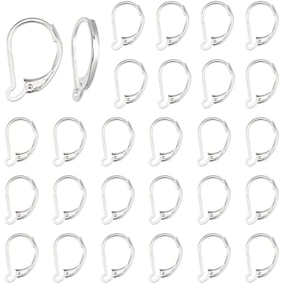 30Pcs Leverback Earring Findings Leverback French Earring Hooks Wire Earring Findings for Jewelry Making Earring DIY Making Silver