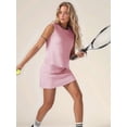 thumbnail image 5 of Two Piece Skirt Sets for Women Vacation Outfits Skirt Crew Neck Top Lounge Sets Pink S, 5 of 7